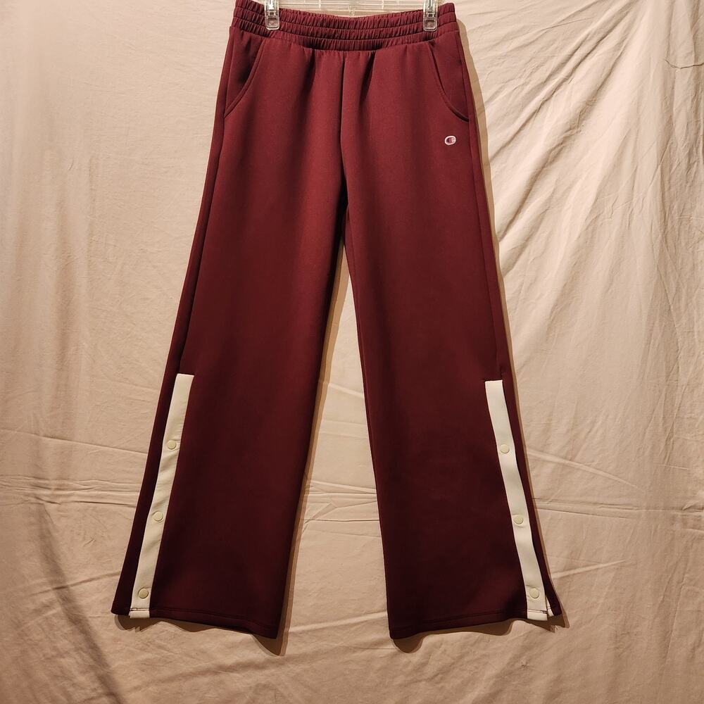 Champion Girls' XL Red Track Pants Wide Leg Snapp Bottom Sweatpants Athleisure